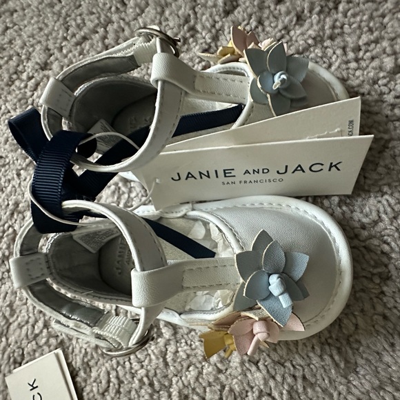 Janie and Jack Other - Janie and Jack White Sandals with Pastel Floral Details
